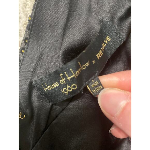 House of Harlow x Revolve jumpsuit women’s size S black gold polka dots halter - Picture 6 of 8